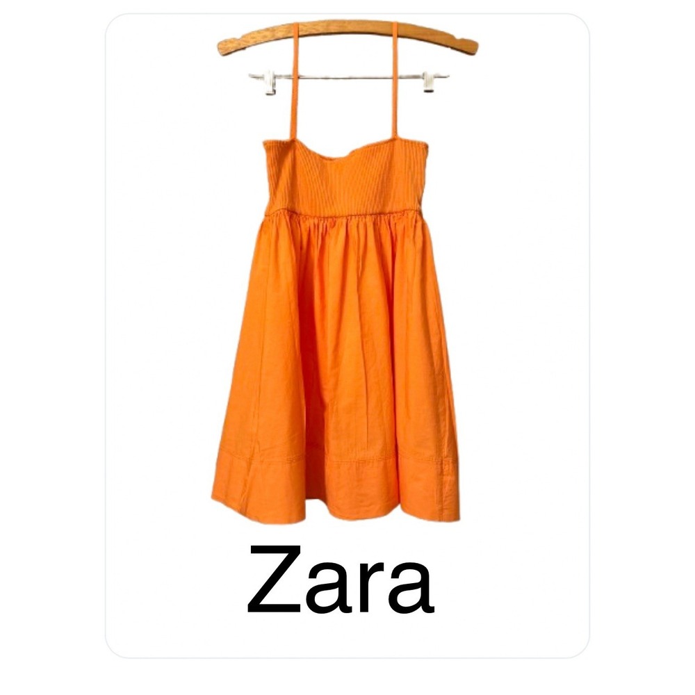 Zara Orange baby doll spaghetti straps Length 24"‎ chest 24" - 30"
